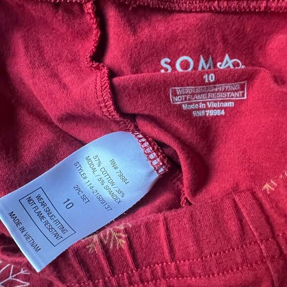 Soma Girl's Christmas Holiday Snowflake Pajama Two Piece Set - 10 - Picture 3 of 3